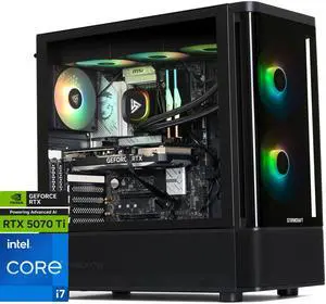 STORMCRAFT Gaming PC SKYHAWK PRO Intel Core i7-14700F NVIDIA GeForce RTX 5070 Ti – AI Powered 32GB DDR5 6000MHz RGB 2TB NVMe SSD 360mm AIO 850W PSU Windows 11 Home - SP147KFCC-57TN1
