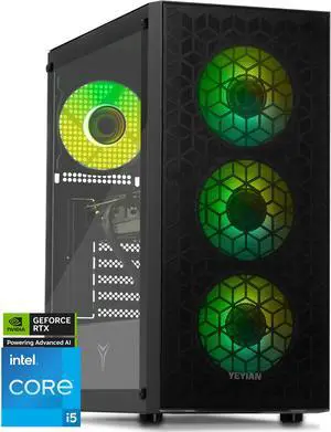 Yeyian Gaming Desktop PC YUMI YPI-YU44F0B-5601N Intel Core i5-14400F 16GB DDR5 1TB NVMe SSD GeForce RTX 5060 Windows 11 Home