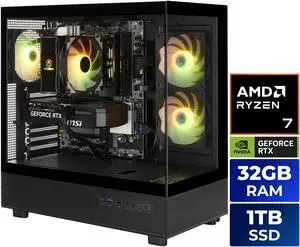 TECHNOID Glass Gaming PC - Ryzen 7 5700 - RTX 5070 - 32GB RAM - 1TB SSD - Windows 11 Home - AI Ready - VR Compatible - Wifi Bluetooth TECHNOID Glass Gaming PC - Ryzen 7 5700 - RTX 5070 - 32GB RAM - 1TB SSD - Windows 11 Home - AI Ready - VR Compatible - Wifi Bluetooth