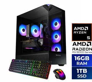 iBUYPOWER Element Gaming PC Desktop EBA5R96XT02 AMD Ryzen 5 8400F 16GB DDR5 1TB NVMe SSD AMD Radeon RX 9060 XT iBUYPOWER Element Gaming PC Desktop EBA5R96XT02 AMD Ryzen 5 8400F 16GB DDR5 1TB NVMe SSD AMD Radeon RX 9060 XT