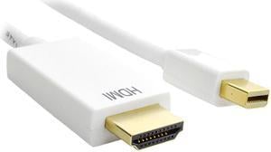 DAT 5686D 10 ft. Mini Display Port to HDMI Cable - White Male to Male