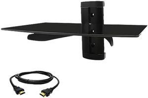 Megamounts DVD311-HDMI-BNDL Midnight Black 30" - 39" Tempered Glass Shelf Wall Mount