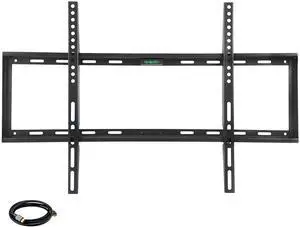Megamounts GMPF-26N7-HDMI-BNDLPC17 Black 32"- 70" Smooth Black Matt Finish Fixed Television Mount for 32"- 70" LCD, LED