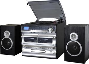 Trexonic TRX-11BS 3-Speed Turntable With CD Player, Double Cassette Player, Bluetooth, FM