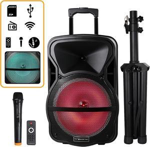 Trexonic TRX-12D Combination 12 Inch Bluetooth Portable Speaker and Tripod Stand with Reactive Lights