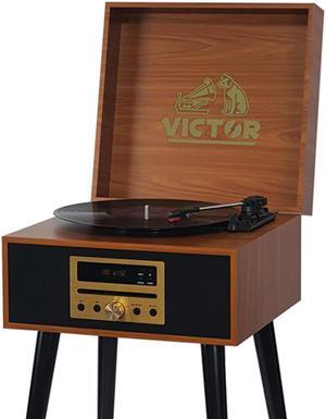 Victor Newbury 8-in-1 Wood Music Center with Chair Height Legs - Mahogany  VWRP-3500-MH