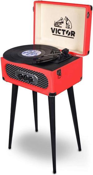 Victor Andover 5-in-1 Music Center with Chair Height Legs - Red  VWRP-3200-RD