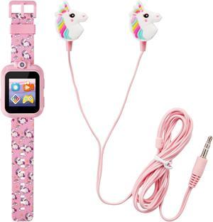 iTOUCH Playzoom Kids Smartwatch & Earbuds Set - Video Camera Selfies STEM Learning Educational Fun Games - MP3 Music Player Audio Books - Pink Unicorn