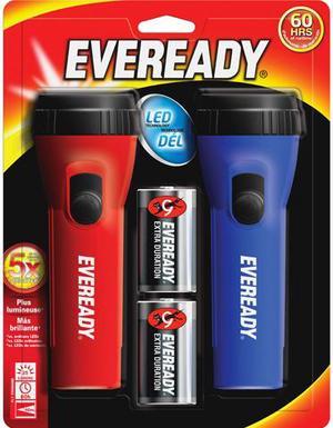 Eveready L152SCT LED Economy Flashlight, D - Polypropylene Casing - Blue, Red