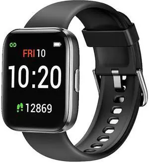 Letsfit IW1 Smart Watch & Fitness Tracker with Heart Rate Monitor - Black