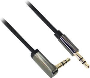 Nippon Labs 50S3H-MM-RT-6-BK 6 ft. 3.5mm (1/8 inch) TRS Stereo Male to Right Angle Male Cable, Metal Shell, Gold Plated, OD: 3.00mm - Black