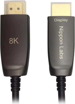 Nippon Labs 10 Meters 8K High Speed AOC Fiber Optic HDMI2.1 Cable - High Speed 48Gbps 8K(7680x4320)@60Hz, 4K@120Hz,HDCP 2.2, YCbCr 4:4:4, eARC - SHDC-AOC-010, Length 10m