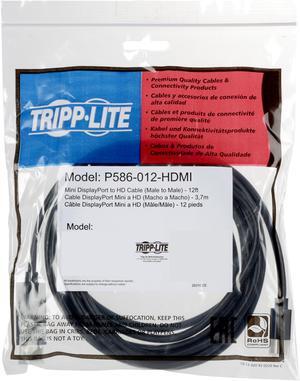 Tripp Lite Model P586-012-HDMI Mini-DisplayPort to HDMI Cable Adapter (M/M) Male to Male