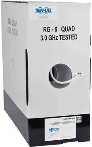 Tripp Lite A224-01K-WH 1000 ft. RG6/U Quad-Shield CMR-Rated Coaxial Cable, White