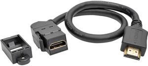 Tripp Lite High-Speed HDMI with Ethernet All-in-One Keystone/Panel Mount Extension Cable (M/F), Angled Connector, 1 ft. (P162-001-KPA-BK)