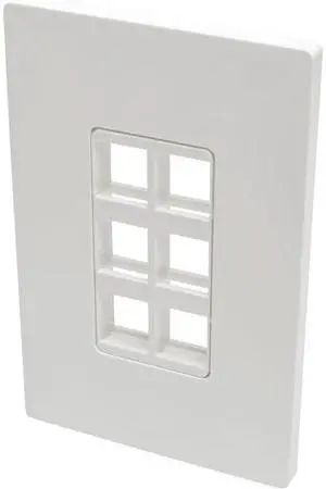 Tripp Lite Single-Gang 6-Port Universal Keystone Wall Plate, Cat5/6/6a, USB, HDMI, DisplayPort, RCA, White (N080-106)
