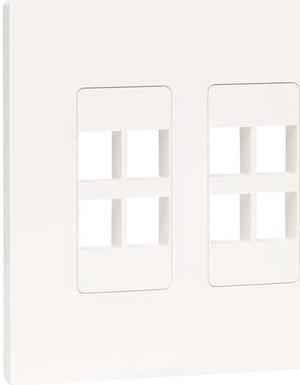 Tripp Lite N080-208 8-Port Keystone Double-Gang Faceplate, White, TAA