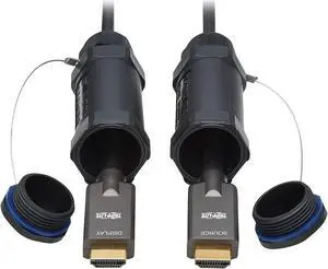 Tripp Lite P568FA-100M-WR 328 ft. Black High-Speed Armored HDMI Fiber Active Optical Cable (AOC) with Hooded Connectors - 4K @ 60 Hz, HDR Male to Male