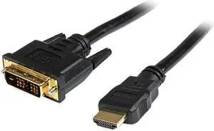 StarTech.com HDDVIMM1M 3.3 ft. Black Connector A: 1 - HDMI (19 pin) Male Connector B: 1 - DVI-D (19 pin) Male 1m HDMI to DVI-D Cable - M/M Male to Male