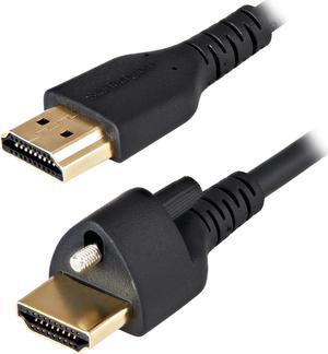 StarTech.com HDMM2MLS 2m(6 ft.) HDMI Cable with Locking Screw - 4K 60Hz HDR - High Speed HDMI 2.0 Monitor Cable with Locking Screw Connector for Secure Connection - HDMI Cable with Ethernet - M/M