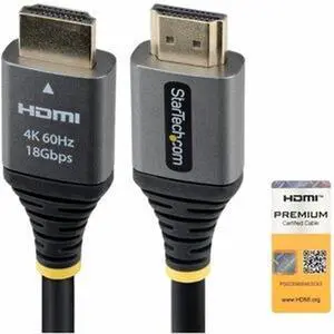 StarTech 1ft (30cm) Premium Certified High Speed HDMI Cable, 4K 60Hz/1440p 144Hz, High-Flex HDMI 2.0 Cable with HDR10/ARC, 18Gbps StarTech 1ft (30cm) Premium Certified High Speed HDMI Cable, 4K 60Hz/1440p 144Hz, High-Flex HDMI 2.0 Cable with HDR10/ARC, 18Gbps