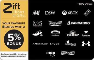 Zift Zillions 5% Bonus $100 Gift Card (Total Value $105) Email Delivery