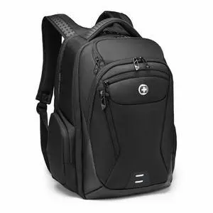 Swissdigital TERABYTE NG Black Backpack - TSA-Friendly Travel Backpack with USB Charging Port & Integrated Cable, RFID Protection, Trolley Sleeve, Fits 17" Laptop  SD1695-01