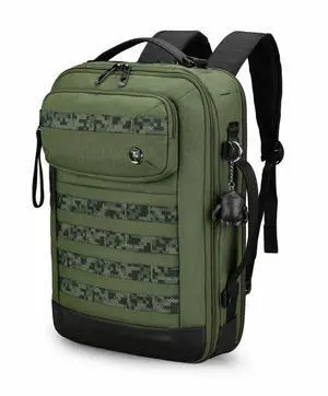 Swissdigital BERG Dark Green Hybrid Briefcase - USB Charging Port with Integrated Cable - RFID Protection Pocket -Padded Laptop Compartment Fits up to 16"  SD1649-23