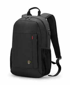Swissdigital ARBON Black Backpack - Sleek, Durable Bag with USB Charging Port - RFID Protection Pocket - Padded Laptop/Tablet Compartment (Fits up to 16")  SD1634-01