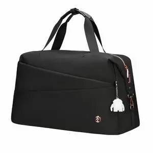 Swissdigital KATY ROSE NG Black Duffle Bag - Stylish, Eco-Friendly Fabric with Multiple Storage Options, Perfect for Students, Professionals, and Everyday Use  SD5527-01