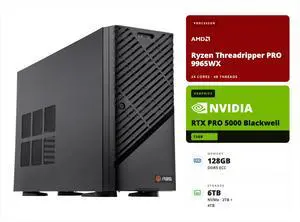 ABS AI Workstation - 72GB VRAM (NVIDIA RTX PRO 5000 Blackwell 72GB), AMD Ryzen Threadripper PRO 9965WX, 128GB ECC DDR5, 2TB+4TB NVMe M.2, 2000W 80+ Gold, Ubuntu (Zaurion ZRP9965WX-RP500072) ABS AI Workstation - 72GB VRAM (NVIDIA RTX PRO 5000 Blackwell 72GB), AMD Ryzen Threadripper PRO 9965WX, 128GB ECC DDR5, 2TB+4TB NVMe M.2, 2000W 80+ Gold, Ubuntu (Zaurion ZRP9965WX-RP500072)