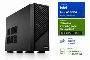 ABS AI Workstation - 144GB Aggregate VRAM (2x 72GB NVIDIA RTX PRO 5000 Blackwell), Intel Xeon W9-3575X, 128GB ECC DDR5 RDIMM, 2TB+4TB NVMe M.2, 2000W 80+ Gold, Ubuntu (Zaurion ZAW9-3575X-RP500072X2) ABS AI Workstation - 144GB Aggregate VRAM (2x 72GB NVIDIA RTX PRO 5000 Blackwell), Intel Xeon W9-3575X, 128GB ECC DDR5 RDIMM, 2TB+4TB NVMe M.2, 2000W 80+ Gold, Ubuntu (Zaurion ZAW9-3575X-RP500072X2)