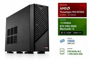 ABS AI Workstation - 144GB Aggregate VRAM (2x 72GB RTX PRO 5000 Blackwell), AMD Ryzen Threadripper PRO 9975WX, 128GB ECC DDR5, 2TB+4TB NVMe M.2, 2000W 80+ Gold, Ubuntu (Zaurion ZRP9965WX-RP500072) ABS AI Workstation - 144GB Aggregate VRAM (2x 72GB RTX PRO 5000 Blackwell), AMD Ryzen Threadripper PRO 9975WX, 128GB ECC DDR5, 2TB+4TB NVMe M.2, 2000W 80+ Gold, Ubuntu (Zaurion ZRP9965WX-RP500072)