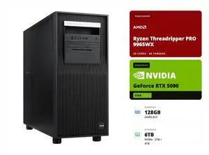 ABS AI Workstation - 32GB VRAM (ASUS GeForce RTX 5090), AMD Ryzen Threadripper PRO 9965WX, 128GB ECC DDR5, 2TB + 4TB PCIe 5.0 NVMe SSD, 2000W Platinum PSU, Ubuntu (Kalyron KR-TP9965WX-AR5090) ABS AI Workstation - 32GB VRAM (ASUS GeForce RTX 5090), AMD Ryzen Threadripper PRO 9965WX, 128GB ECC DDR5, 2TB + 4TB PCIe 5.0 NVMe SSD, 2000W Platinum PSU, Ubuntu (Kalyron KR-TP9965WX-AR5090)
