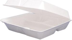 Dart 95HT3 Triple-compartment Foam Container, Food Container - Foam - Food Container - White - 100 / Carton
