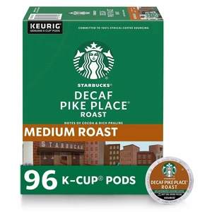Starbucks K-Cup Decaf Pike Place Roast Coffee - Compatible with Keurig K-Cup Brewer - American - Medium - 24 K-Cup - K-Cup - Decaffeinated - 4/Carton - 12434952CT Starbucks K-Cup Decaf Pike Place Roast Coffee - Compatible with Keurig K-Cup Brewer - American - Medium - 24 K-Cup - K-Cup - Decaffeinated - 4/Carton - 12434952CT