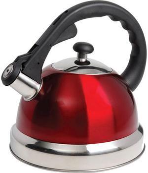 MR. COFFEE 108074.01 Claredale 2.2-Quart Stainless Steel Whistling Tea Kettle, Red