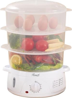 Rosewill 3 Tier Electric Food Steamer with BPA-Free Stackable Baskets, 60-Minute Timer, Auto Shut-Off, Dishwasher Safe, Rice Bowl Included, 9.5-Qt, 800W - RHST-15001