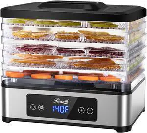 Rosewill Compact Food Dehydrator, 5 Stackable Trays with Adjustable 48H Timer and Temperature Control - Electric Food Preserver for Jerky, Fruits, Veggies, Meat & Dog Treats