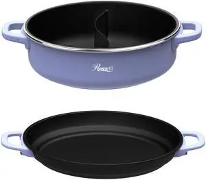 Rosewill 12.7 QT Electric Hot Pot Accessory Kit, Includes Dual-Sided Hot Pot and Shallow Fry Pan, with easy-to-carry Handle and Non-stick Coating - Iris