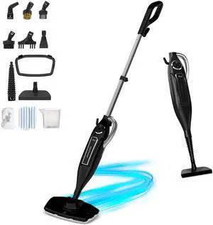 Rosewill 11-in-1 Steam Mop, 260°F Handheld Steam Cleaner, 1200W Detachable Steam Mops for Floor Cleaning,  Removable Tank, Multi-Purpose Steamer for Hardwood, Tile, Grout, Furniture - Black