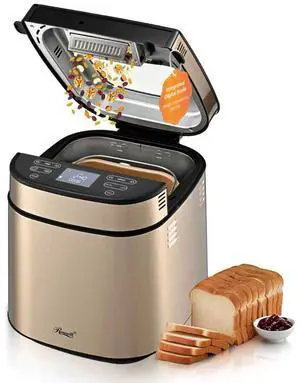 Rosewill 25-in-1 Automatic Bread Maker with Built-in Digital Scale, 3 Loaf Size up to 2.5LB, Beginner-Friendly with 700W High Power Dual Heater Baking System, BPA-Free Nonstick Coating Pan - Honey Rosewill 25-in-1 Automatic Bread Maker with Built-in Digital Scale, 3 Loaf Size up to 2.5LB, Beginner-Friendly with 700W High Power Dual Heater Baking System, BPA-Free Nonstick Coating Pan - Honey