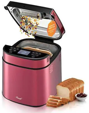 Rosewill 25-in-1 Automatic Bread Maker with Built-in Digital Scale, 3 Loaf Size up to 2.5LB, Beginner-Friendly with 700W High Power Dual Heater Baking System, BPA-Free Nonstick Coating Pan - Pink Rosewill 25-in-1 Automatic Bread Maker with Built-in Digital Scale, 3 Loaf Size up to 2.5LB, Beginner-Friendly with 700W High Power Dual Heater Baking System, BPA-Free Nonstick Coating Pan - Pink