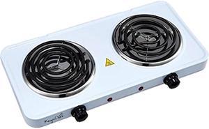 MegaChef Electric Easily Portable Ultra Lightweight Dual Coil Burner Cooktop Buffet Range MC-2012A-W White
