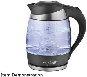 MegaChef MGKTL-1757 Black 1.8Lt. Glass and Stainless Steel Electric Tea Kettle