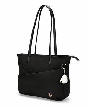 Swissdigital KATY ROSE NG Black Tote Bag - USB Charging Port - RFID Protection - LED Light - Eco-Friendly Fabric - 14" Laptop Compartment  SD7517-01