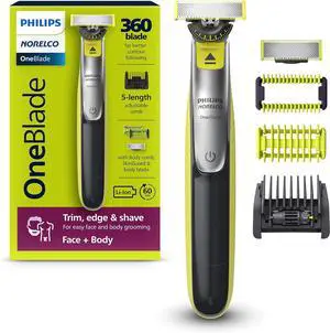 Philips Norelco OneBlade Face + Body Hybrid Electric Trimmer and Shaver, QP2834/70