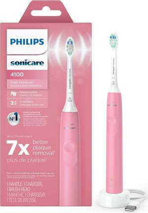 Philips Sonicare 4100 Power Toothbrush, Rechargeable Electric Toothbrush with Pressure Sensor, Deep Pink (HX3681/26)