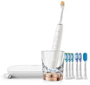 Philips Sonicare DiamondClean Smart 9700 Electric Toothbrush, Sonic Toothbrush with App, Pressure Sensor, Brush Head Detection, 5 Brushing Modes and 3 Intensity Levels, Rosegold, HX9957/81