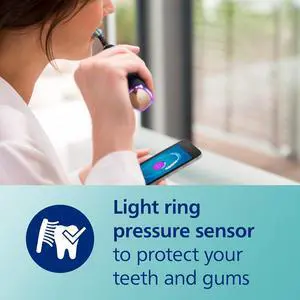Philips Sonicare DiamondClean Smart 9300 Electric Toothbrush, Sonic Toothbrush with App, Pressure Sensor, Brush Head Detection, 4 Brushing Modes and 3 Intensity Levels, Black, Model HX9903/15
